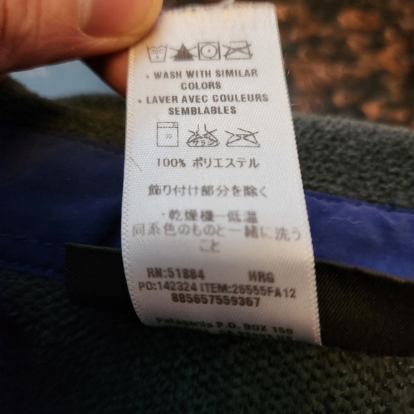 Patagonia Navy Blue Long Sleeve Fleece Shirt with Pocket 1/2 Button Mens Large - Picture 6 of 6